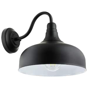12 in. Black Outdoor Hardwired Barn Light Wall Gooseneck Sconce with No Bulbs Included