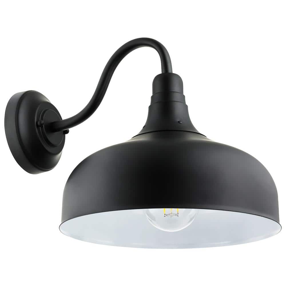 12 in. Black Outdoor Hardwired Barn Light Wall Gooseneck Sconce with No Bulbs Included price history on PriceWatchPro