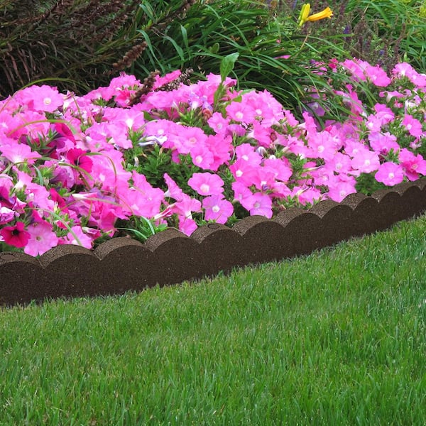 Brown Scalloped Rubber Garden Edging, Garden Accents Metal Reversible Flat Scallop Top Landscape Edging