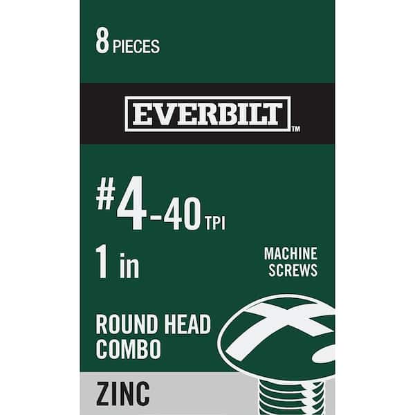 Everbilt #4-40 x 1 in. Combo Round Head Zinc Plated Machine Screw (8-Pack)