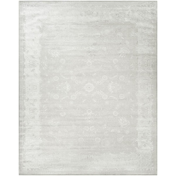 Dekor Light Grey 8 ft. x 10 ft. Medallion Traditional Area Rug