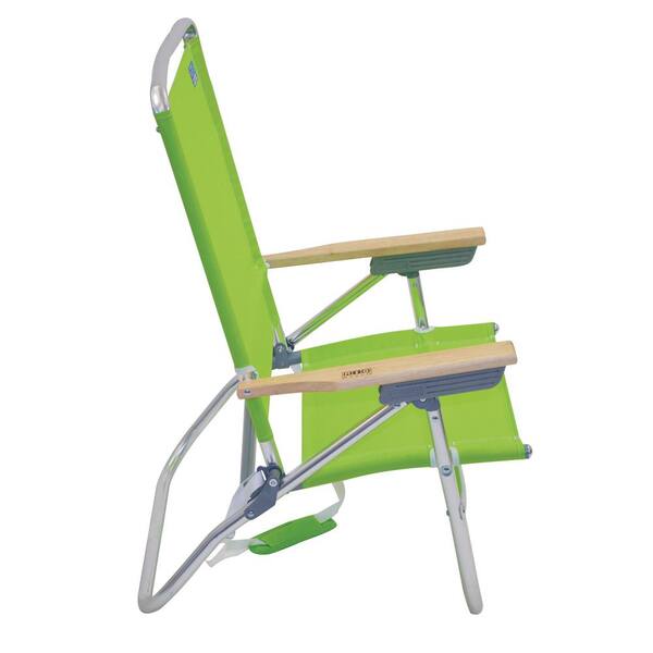 Rio Beach Metal 4-Position Easy In and Out Beach Chair in Green 