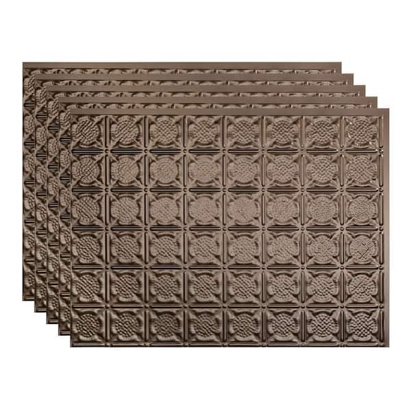 Fasade Traditional #6 18.25 in. x 24.25 in. Vinyl Backsplash Panel in Argent Bronze (5-Pack)