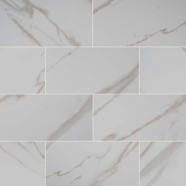 MSI Take Home Tile Sample - Calacatta Ivory 4 in. x 4 in. Polished Porcelain Floor and Wall Tile