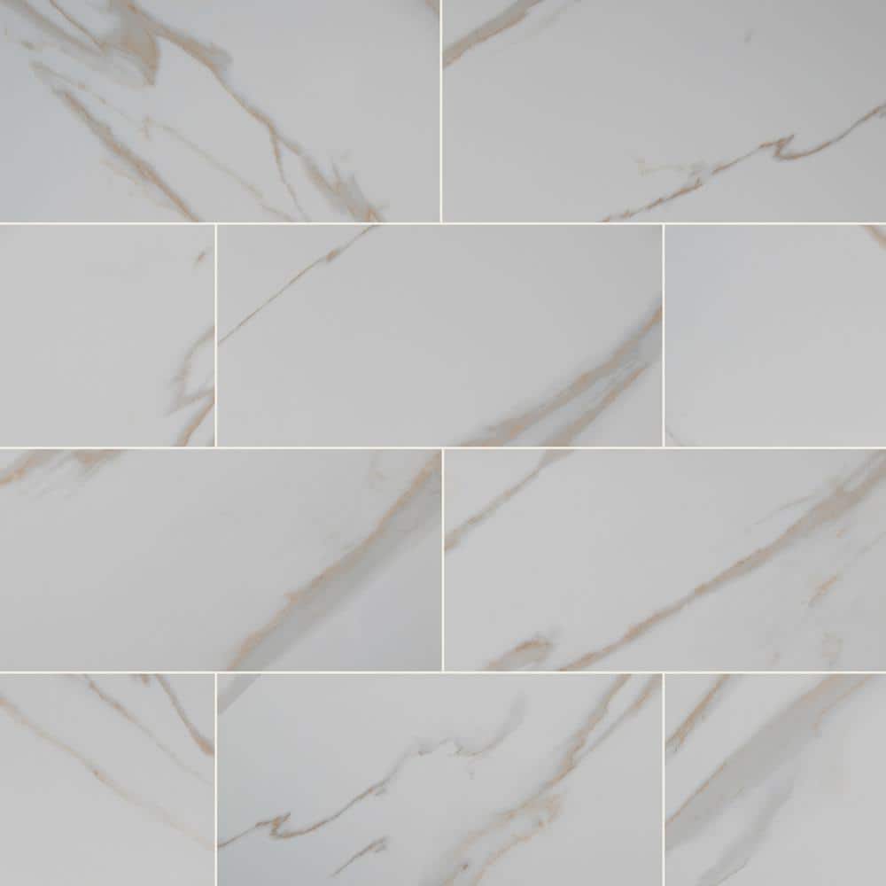 MSI Pietra Calacatta Ivory 12 in. x 24 in. Polished Porcelain Stone Look Floor and Wall Tile (16 sq. ft./Case) -  NCALIVO1224