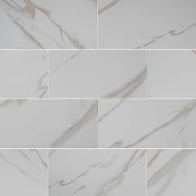Calacatta Ivory 12 in. x 24 in. Polished Porcelain Floor and Wall Tile (16 sq. ft. / case)