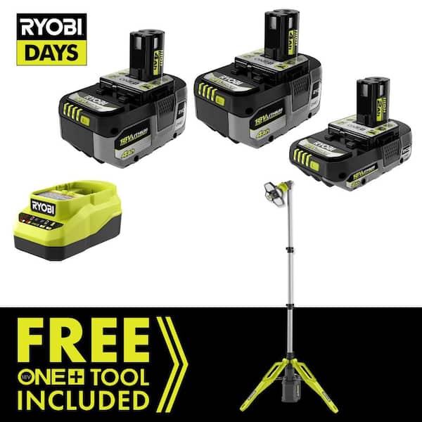 ONE+ 18V HIGH PERFORMANCE Kit w/ (2) 4.0 Ah Batteries, 2.0 Ah Battery, Charger, & FREE Hybrid Tri-Power Tripod Light