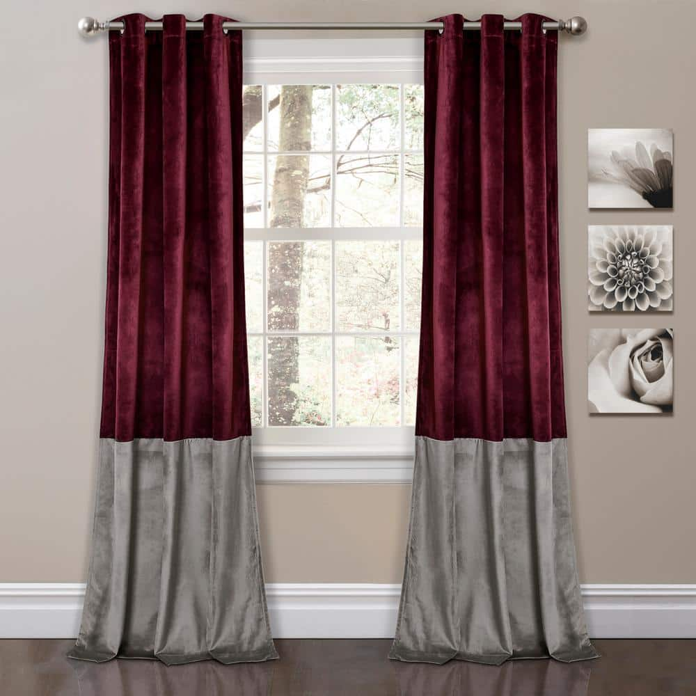 Lush Decor Plum Velvet Grommet Room Darkening Curtain - 38 In. W X 84 