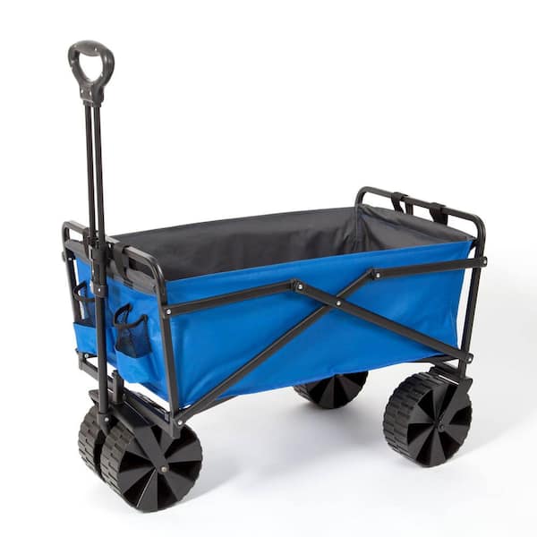 SEINA 2.51 cu.ft. Polyester fabric Folding Steel Frame Outdoor Utility Garden Cart, Blue/Gray