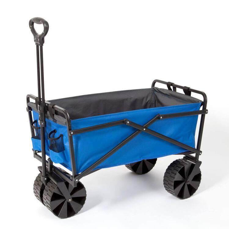 SEINA 2.51 cu.ft. Polyester fabric Folding Steel Frame Outdoor Utility Garden Cart, Blue/Gray