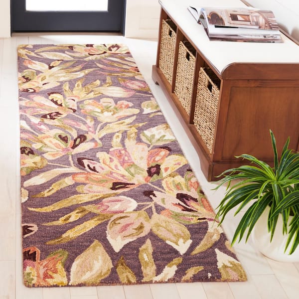 Blossom 2 ft. x 8 ft. Purple/Sage Oversized Floral Runner Rug