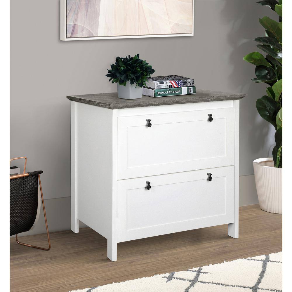 Saint Birch 2-Drawer Legal Size Lateral Filing Cabinet in Gray Oak/White