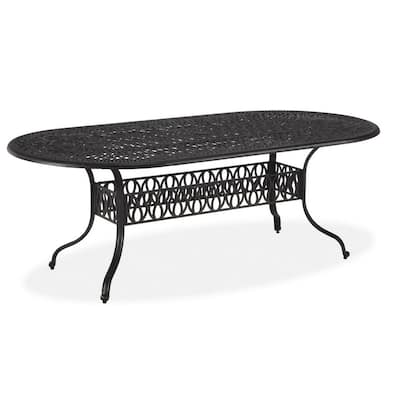 Capri Charcoal Gray Oval Cast Aluminum Outdoor Dining Table