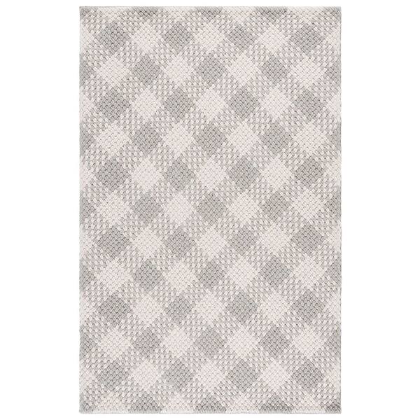 Natural Fiber Couture 5 ft. x 8 ft. Silver/Ivory Check Area Rug