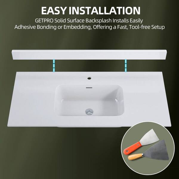 Getpro 42 in. W x 3.5 in. H Solid Surface Vanity Backsplash in