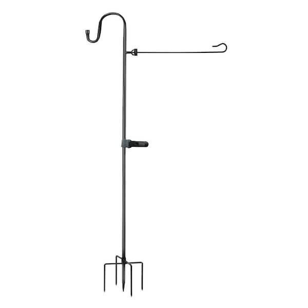 48 Inch Garden Flag Stand and Shepherd Hook with Tiger Clip and Spring Stoppers for Seasonal Flags and Decor