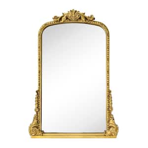 Cummons 24 in. W x 35 in. H Small Baroque Ornate Arched Framed Wall Mounted Bathroom Vanity Mirror in Antiqued Gold