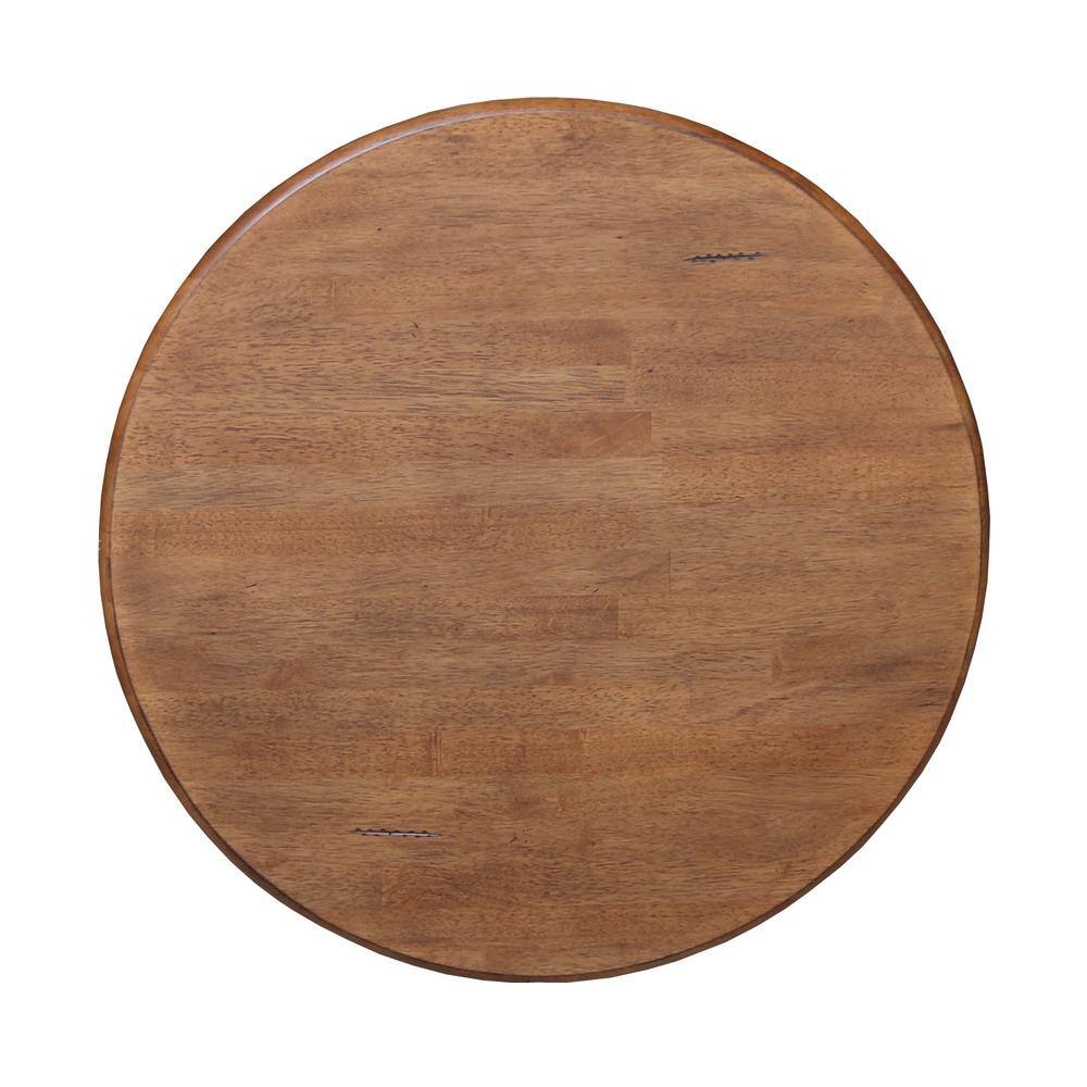 Distressed Oak Round Solid Wood Counter Height Dining Table