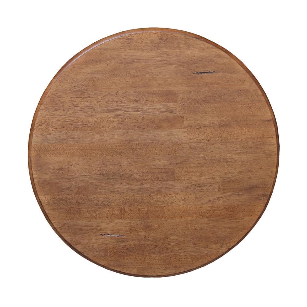 Elegant Distressed Oak Round Pedestal Dining Table, 39"