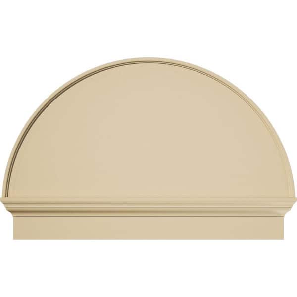 Ekena Millwork 38 in. W x 25-3/4 in. H x 2-3/4 in. P Half Round Smooth Signature Urethane Combination Pediment, Primed Tan