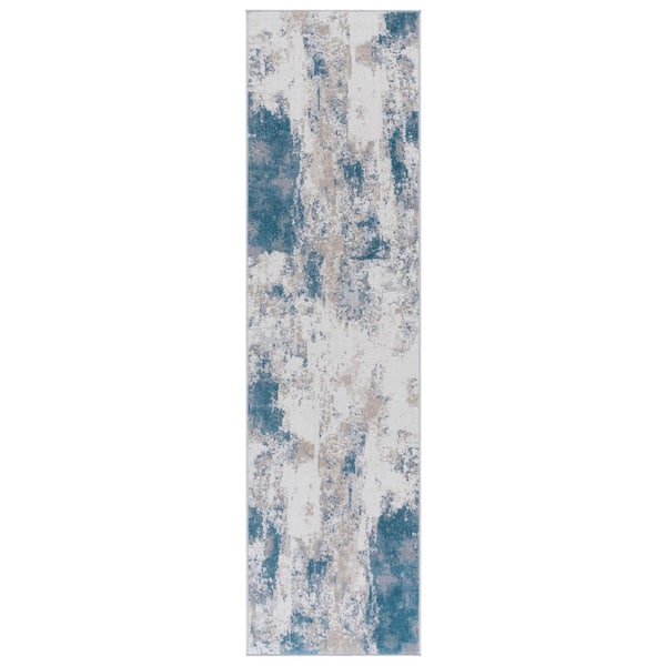 Bayside 2 ft. x 8 ft. Blue/Gray Rustic Marble Runner Rug