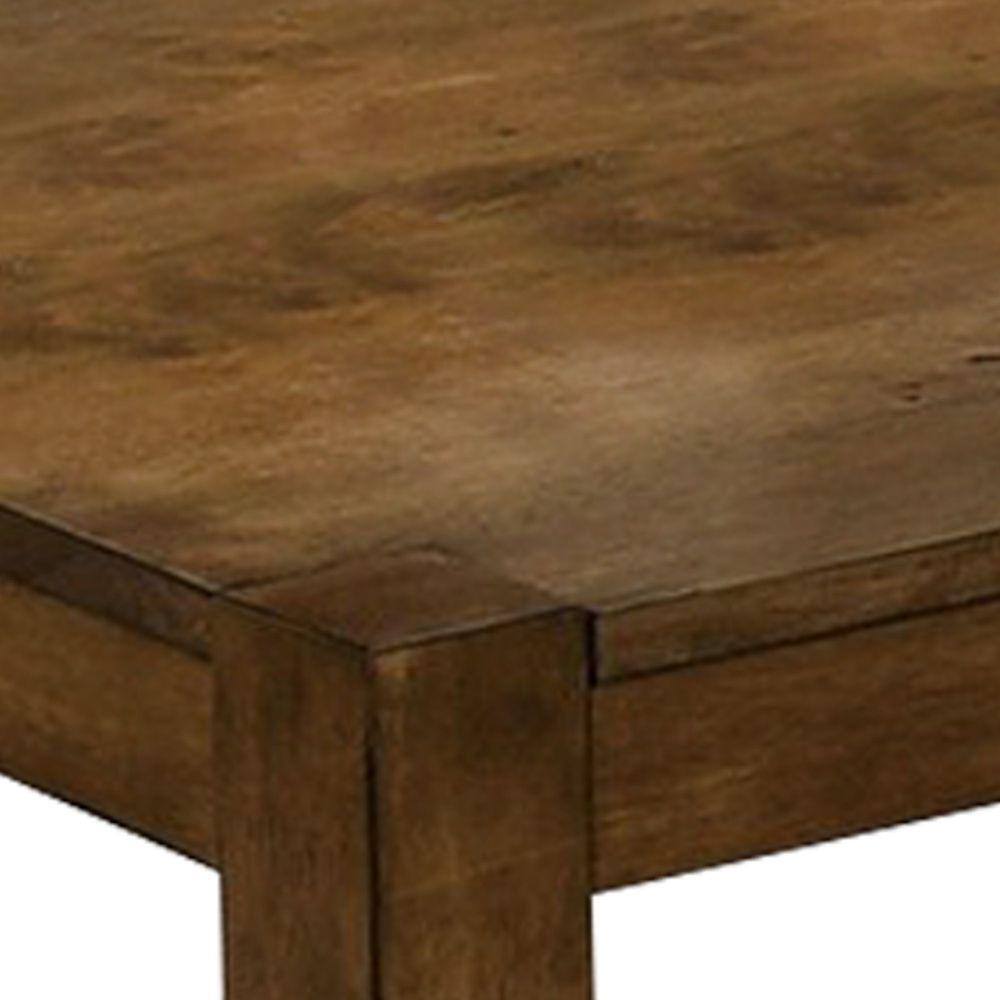 Brown Wooden Coffee Table and End Tables Set with Block Legs