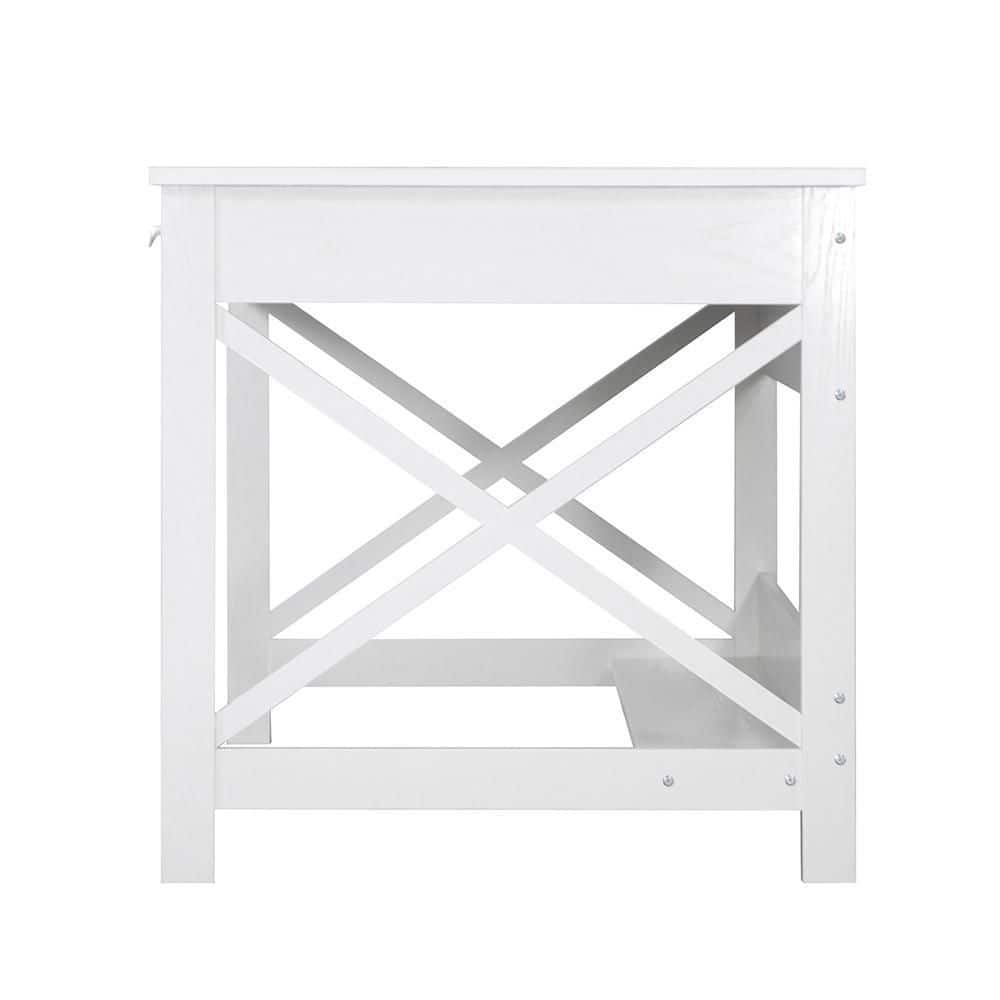 White Birch Wood Writing Desk with Keyboard Tray and Drawers
