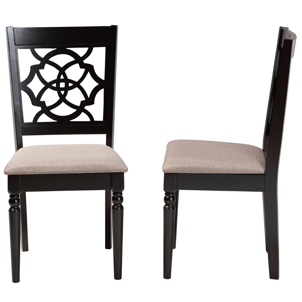 Renaud Sand and Espresso Oak Cane Dining Chair Set