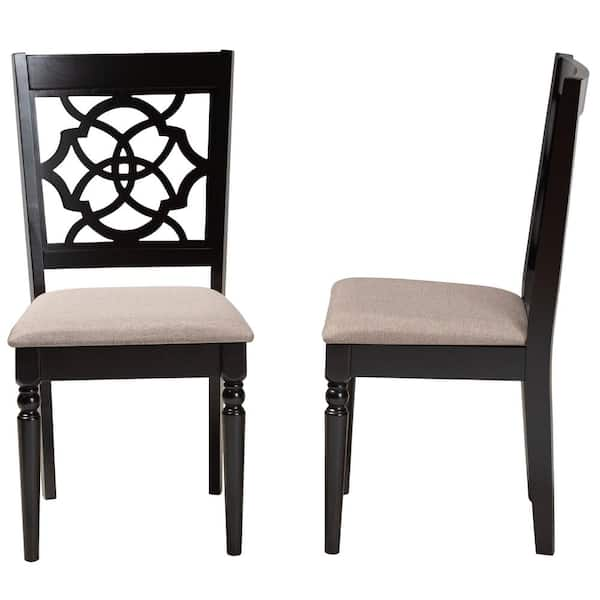 Baxton Studio Renaud Sand and Dark Brown Fabric Dining Chair Set