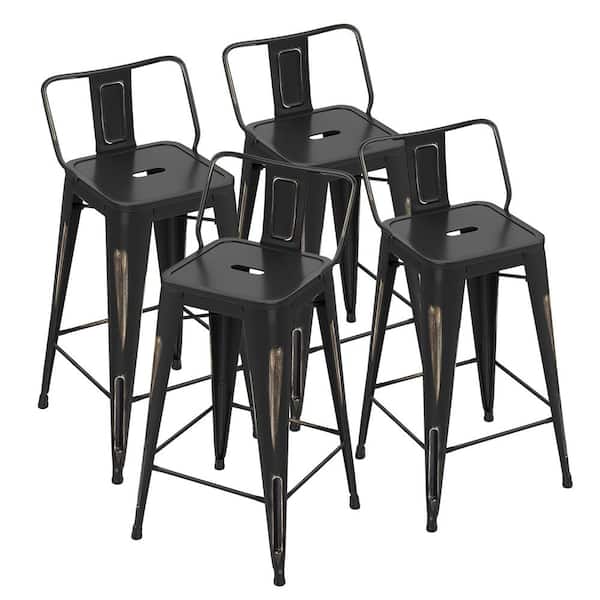 Unbranded Metal Outdoor Bar Stools set of 4 Distressed Golden