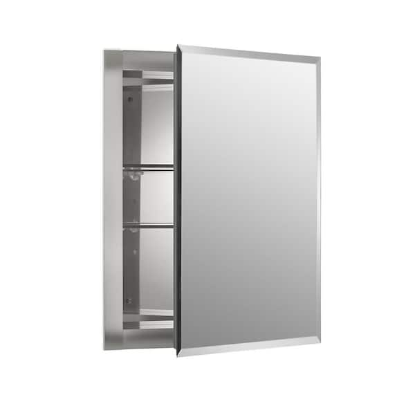 16 in. W x 20 in. H Single Door Recessed Medicine Cabinet with Mirror Interior