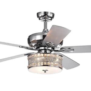 Davrin 52 in. Chrome Indoor Remote Controlled Ceiling Fan with Light Kit
