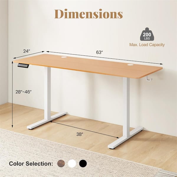 HONEY JOY 63 x 24 In. Height Adjustable Electric Sit Stand Desk