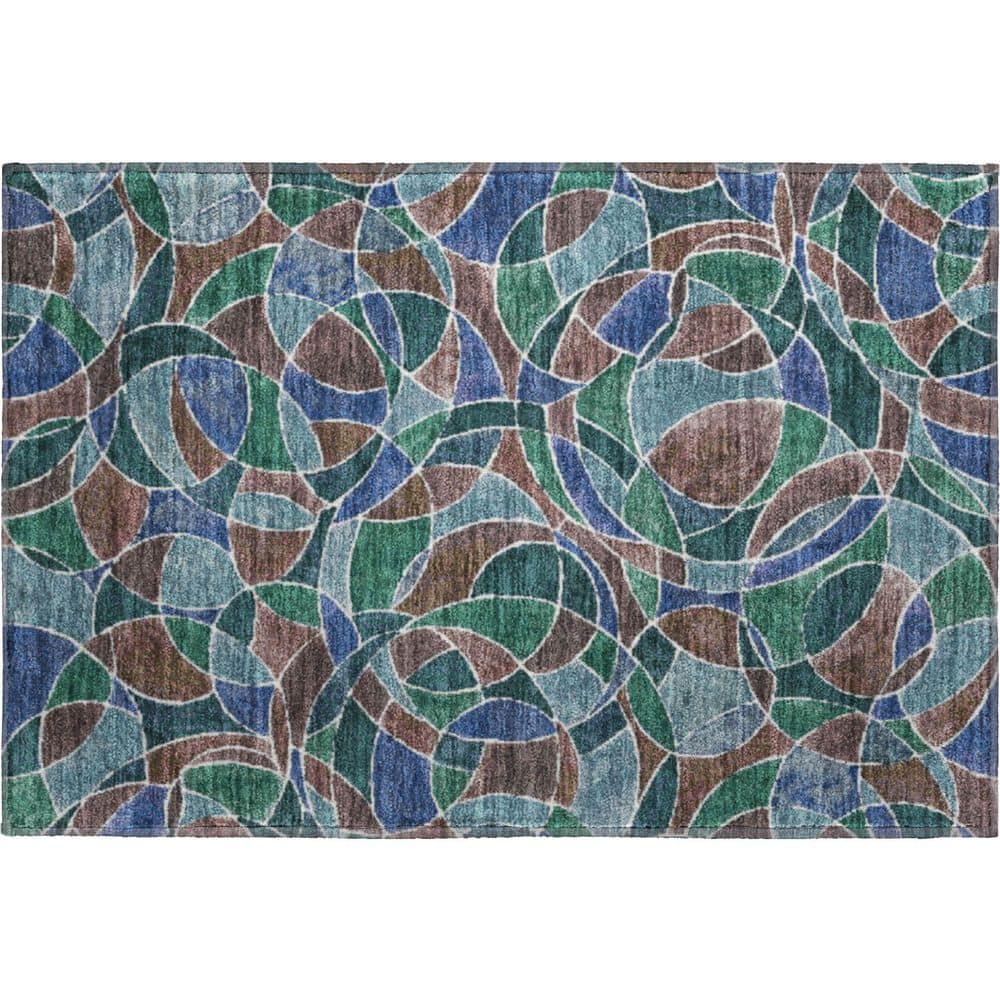 Mayfield Premium Machine Washable Abstract AMF2208 Blue 2 ft. x 3 ft. Accent Rug price history on PriceWatchPro