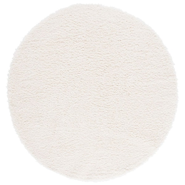 Lindsay Shag 7 ft. x 7 ft. Ivory Modern Solid Round Area Rug