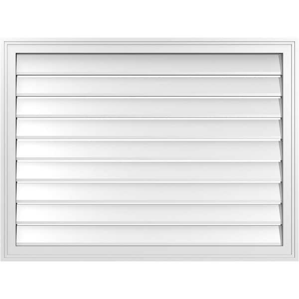 Ekena Millwork 40" x 30" Rectangular White PVC Paintable Gable Louver Vent Functional