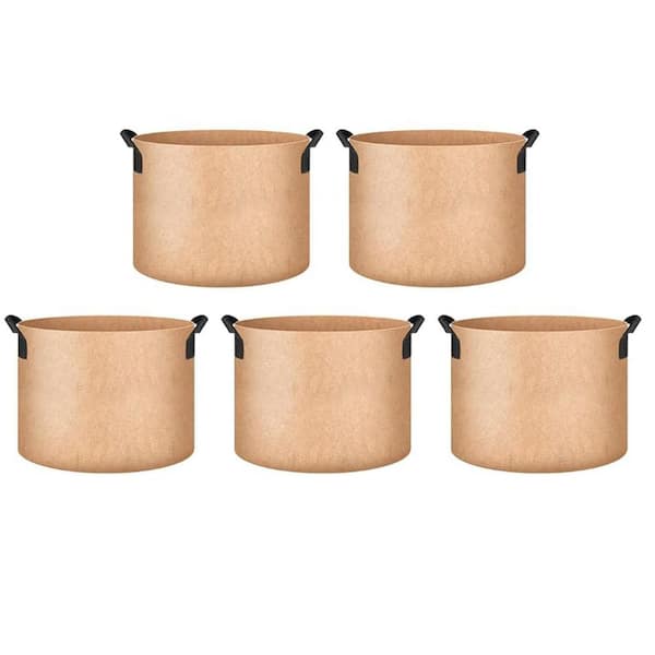 Large Tan Fabric Indoor/Outdoor Planter (12.5 in. W x 9.9 in. H) 5-Pack