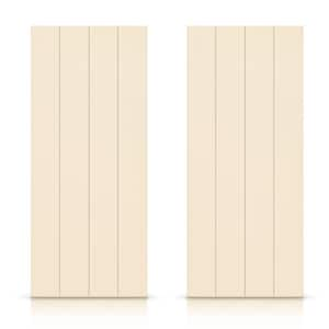 72 in. x 80 in. Hollow Core Beige Stained Composite MDF Interior Double Closet Sliding Doors