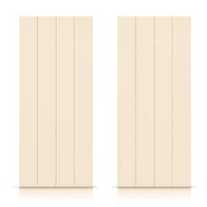 72 in. x 96 in. Hollow Core Beige Stained Composite MDF Interior Double Closet Sliding Doors