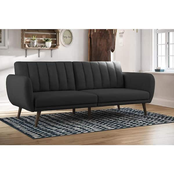 novogratz brittany linen futon dark gray