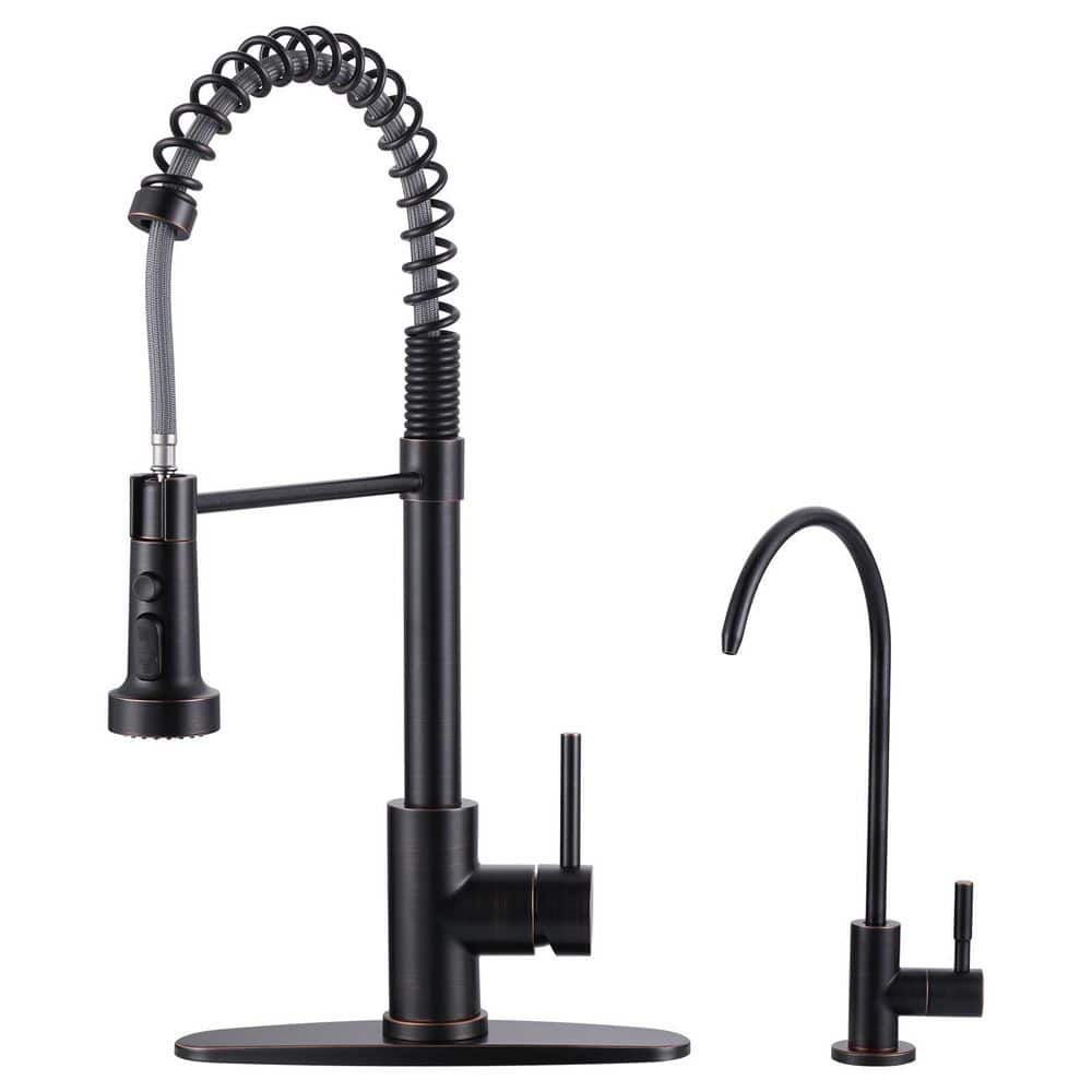 Oil Rubbed Bronze 20.3 in. H Single Handle Pull Down Sprayer Kitchen Faucet with Water Filter Faucet and 360° Swivel price history on PriceWatchPro