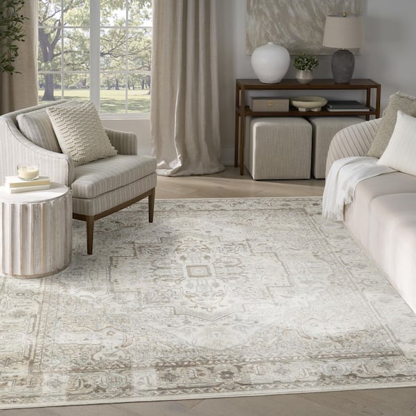 Concerto Beige 8 ft. x 10 ft. Center medallion Traditional Area Rug