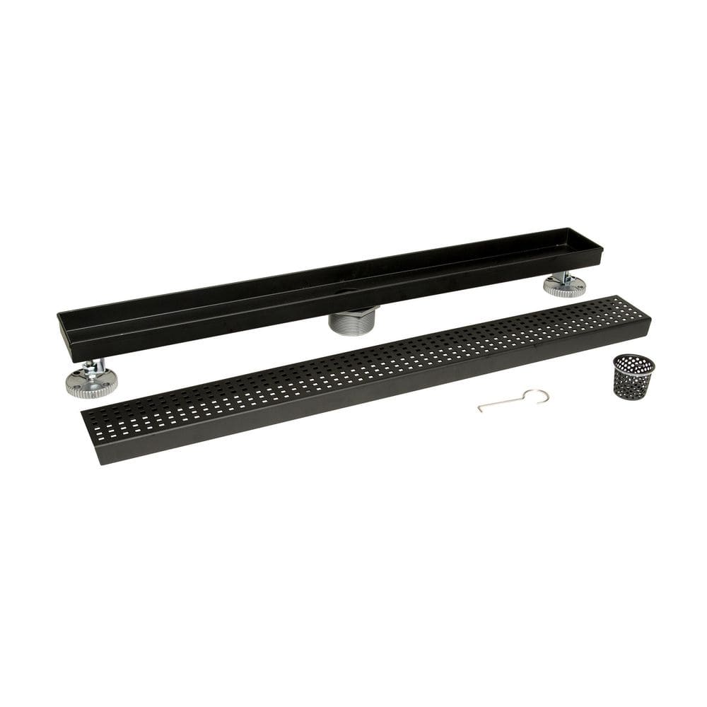 Matte Black Stainless Steel Linear Shower Drain Cover, 24 Inches