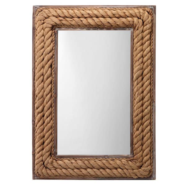 Benjara 1.5 in. W x 36 in. H Wooden Frame Brown Wall Mirror