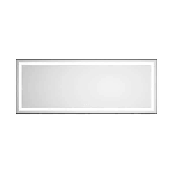 72 in. W x 28 in. H Rectangular Aluminum Framed LED Wall Bathroom Vanity Mirror with Front and Backlight in Gun Ash