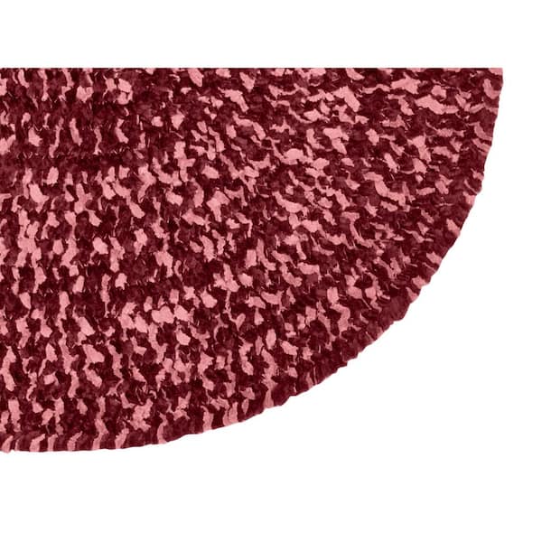 Chenille Tweed Braid Collection Burgundy & Mauve 60" Square 100% Polyester Reversible Indoor Area Rug