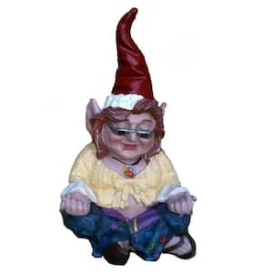 10 in. H 60's Janice Chick Flower Child Hippie ZEN Gnome Home and Garden Gnome Statue