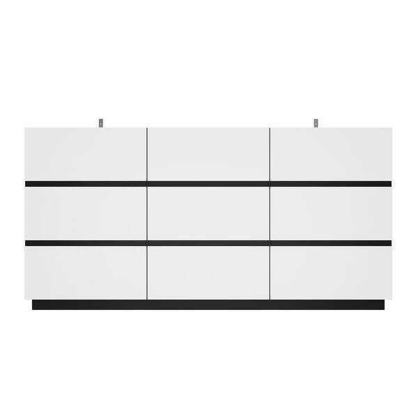 FUFU&GAGA Black and White 9-Drawers 63 in. Width Wooden