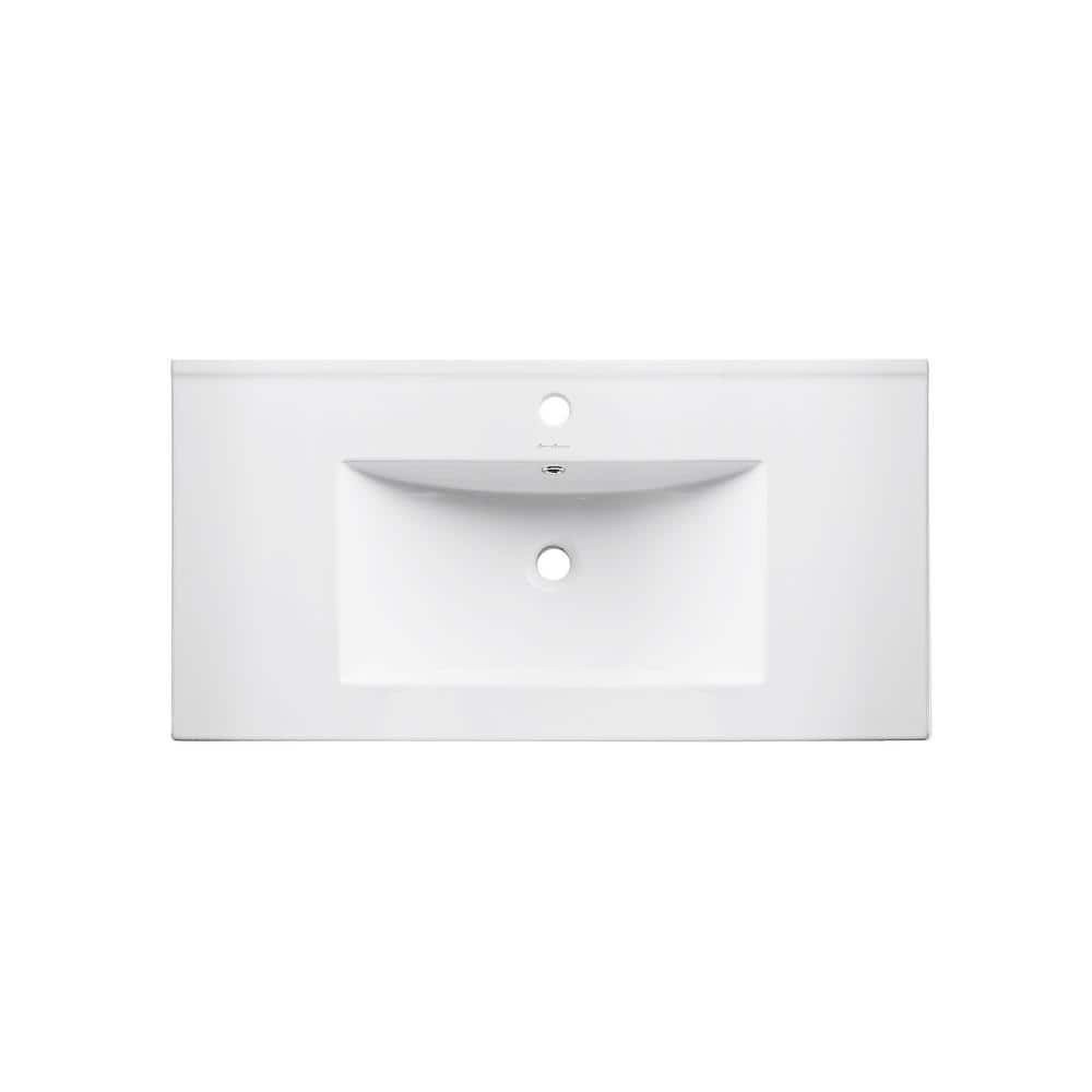 Pierre 35.4" Gold Stainless Steel and Glass Single Bathroom Vanity