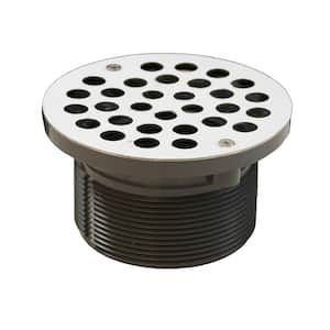 3-1/2 in. IPS PVC Drain Spud with 5 in. Round Stainless Steel Strainer for Floor Drains